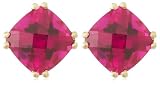 10k Yellow Gold, July Birthstone, Created-Ruby Earrings