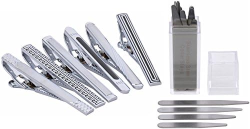 Mens Collections Set of 6 Tie Clips and 28 Collar Stays (6 tie clips with 28 collar stays)