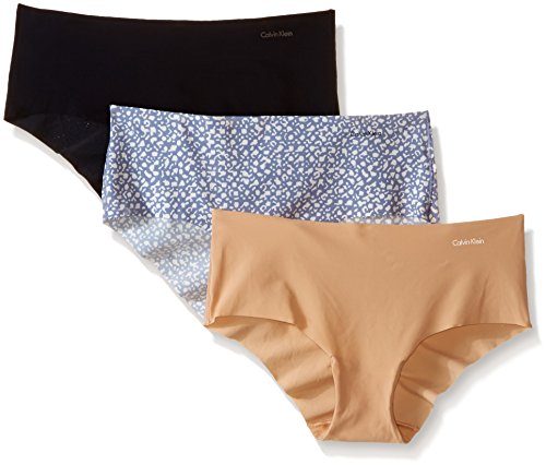 Calvin Klein Women's Invisibles Hipster Panty, Black/Light Caramel/Organic, Medium (Pack of 3)