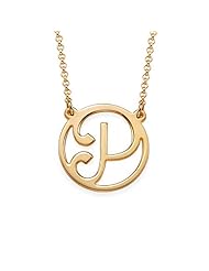 18k Yellow Gold Plated Script Initial Necklace - Custom Made with any initial!