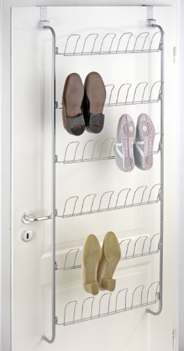 Wenko 4340030100 T&uuml;rregal - f&uuml;r 18 Paar Schuhe, Chrom, 56 x 159.5 x 14.5 cm