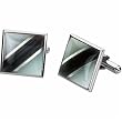 Mother of Pearl and Fiber Optical Glass Men's Silver Cufflink