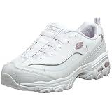 Skechers Women's D'Lites Featherweight Sneaker,White/Pink,7.5 W