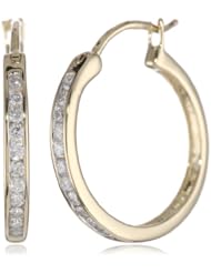 Womens 10k Gold Round-Cut Diamond Hoop Earrings (1/4 cttw, I-J Color, I2 Clarity)