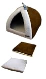 Hem & Boo Faux Sheepskin Cat Pyramid Bed Choc / Cream