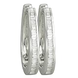 14K White Gold Diamond Hoop Earrings- 0.75 Ct.