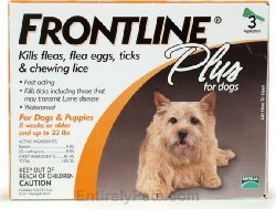Merial Frontline Plus Flea and Tick Control for 0-to-22-Pound Dogs and Puppies, 3 Doses