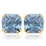 10k Yellow Gold, December Birthstone, Blue-Topaz Earrings
