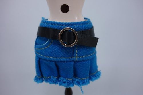 Handcrafted Outfit Costume Denim Blue Skirt with Belt clothes for Blythe Pullip Monster High Doll