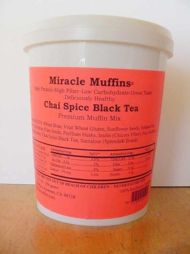Miracle Muffins Mix - Chai Spice Black Tea- Make 12/36 Muffins - Splenda