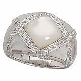 0.20 Ct.T.W. Round Brilliant Cut Diamonds, White Mother of Pearl, 14Kt. White Gold. White Mother of Pearl Diamond Ring