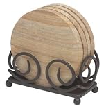 Dark Brown Upright Scroll Coaster Holder for Thirstystone Sandstone Coasters