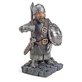 Medieval Dwarf Castle Guard Knight in Suit of Chain and Plate Mail Armor - With Sword, Shield, and Spear - Hand Painted Full Color Statue - Very Detailed