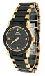 Oniss #ON606-LG Women's Paley Faceted Crystal Black Ceramic Watch with Gold Trim