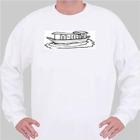 Sweatshirt with “black and white”, dingy, lake, Asia, sailing, river, “house boat”, Thailand