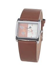 Orient Idea Ori-0302E Leisure Style Rectangular Case Slim Design Quartz Watch with Synthetic Leather Band for Female - Brown