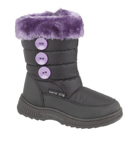 Girls Fleece Lined Snow Boots Size UK 7.5 Eu 25 Black & Lilac