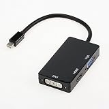 Onite 3in1 Apple/Surface pro/macbook用 Mini DisplayPort | Thunderbolt™ Port オス → HDMI/DVI/VGA メス 変換アダプター 変換ケーブル Mac Book iMac, Mac book, Mac Air,,Microsoft Surface pro/pro2/pro3/pro4 ThinkPad X1用 モニタマルチ 変換アダプタ 動作確認済み ブラック