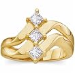 14K Yellow Gold Three Stone Wavy Lady's Diamond Ring