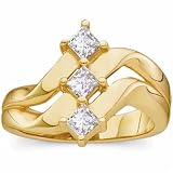 0.62 Ct.T.W. Three Sparkling Princess Cut Diamonds in 14Kt. Yellow Gold. Lady's Diamond Fashion Ring