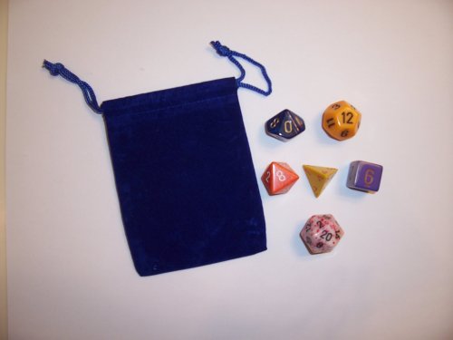 Dice Assortment: Gaming Dice. 6 Die Assortment Perfect for D&D, Dungeons and Dragons and Games. Each Die is Different. You Get ONE D4 D6 D8 D10 D12 D20. Colors and Designs Vary. FREE DICE BAG!