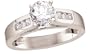 14k White Gold Round Brilliant Center with Round Side Stones Ring  (9/10ctw, I,  I1)
