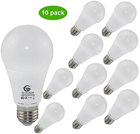 Gtlights 10W A19 E26 E27 LED bulb light Dimmable,E26 Medium Base,Warm White WW Indoor Lighting,SMD 2835,1050LM Led Household Bulb,Soft White 2700k Home Lighting, pack of 10 Unit