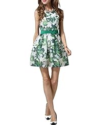 Sexy General Print Round Neck Sleeveless Spring Summer Polyester Wedding Dress/Mini Dress 