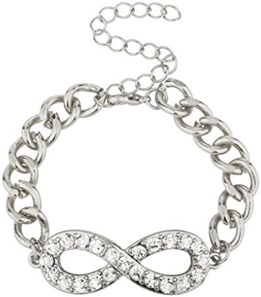 Crystalbella Creative Pave Crystal Infinity &amp; Beyond Chain Link Statement Bracelet Gift Jewelry