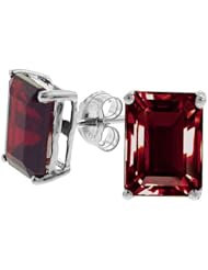 Tommaso Design (tm) Emerald Cut 8x6mm Genuine Garnet Earrings