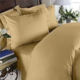 Luxury Solid Gold 550 Thread Count Full/Queen Size Duvet Cover Set 100 % Egyptian Cotton with matching pillow shams 550TC