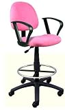 Super Soft Pink Microfiber Office Drafting Bar Counter Stools W-Loop Arms