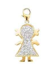 14K Yellow Gold Diamond Girl Charm