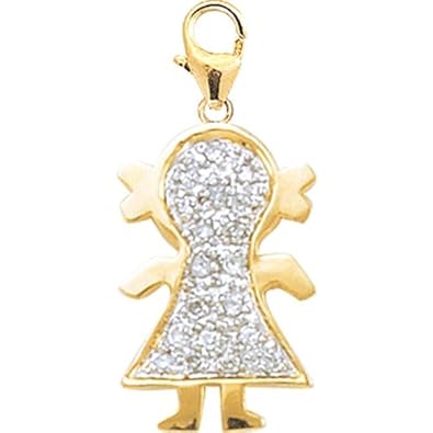Cheap Girls Jewelry 14K Yellow Gold Diamond Girl Charm For Sale
