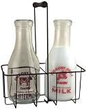 Vintage Glass Milk Bottles w/Carrier