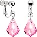 Sterling Silver Austrian Crystal Pink (October) Baroque Dangle Clip Earrings