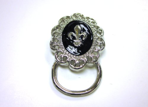 Black Fleur De Lis Sun Glasses Hook Holder Brooch