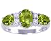 14K Yellow or White Gold Oval and Pear Gemstone Ring With Diamonds-Peridot-full, half sizes from 5-8.5