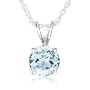 Sterling Silver 8mm Round Blue Topaz Pendant w/ Light Rope Chain, 18"