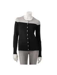 Apt 9 Womens 100% Cashmere Cardigan Sweater - Black Colorblock - M