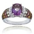 Amethyst Diamond Garnet Topaz Ring in 14K White Gold
