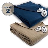 Sunbeam Imperial Nights Full size Heated Blanket, Set of 2, Mushroom - Marine.