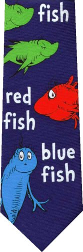 One Fish Two Fish Reversible Dr Seuss New Cartoon Novelty Tie