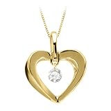 14K Yellow/White Gold 1/10 ct. Diamond Heart Pendant with Chain