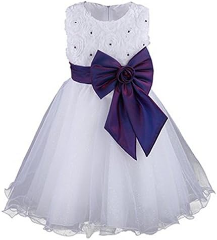 HLBiuty Girls Flower Formal Wedding Princess Prom Bridesmaid Christening Party Dress 2-12 years (11-12 years, Purple)