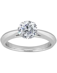 0.90 Ct Round H/I I1 Diamond 18K White Gold Solitaire Ring