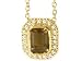 18K Yellow Gold 16 Cable Chain Emerald-Shape Smokey-Topaz Color-Stone Necklace, Set with a Sliding Pendant and Surrounded with Pave Set Diamonds.