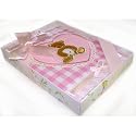 Baby Photo Album for 24 4x6 pictures, pink fabric cover, white slip-in pockets; great gift!