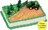 John Deere Cake - 1 Authentic John Deere Rolling Tractor, Trees & Fences - Licensed Re-Usable Topper