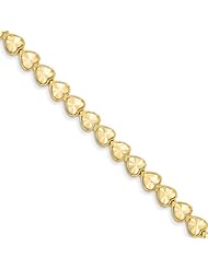 14k Yellow Gold Diamond Cut Heart Bracelet